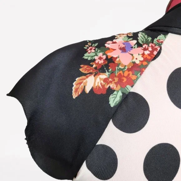 ZARA FLORAL PRINT POLAK DOT AND PATCHWORK DRESS - STUNNING - SIZE S - Picture 12 of 16